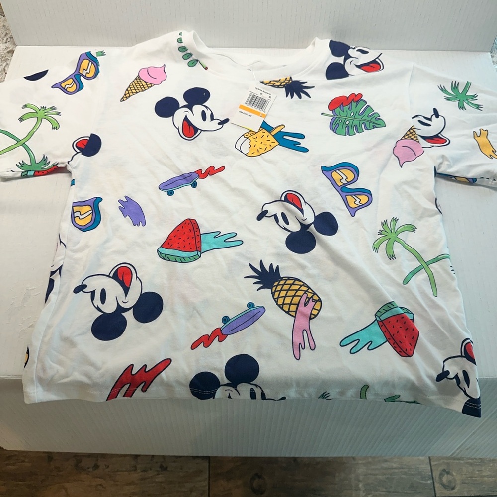 Adult Small Mickey Mouse Graphic T-Shirt - White